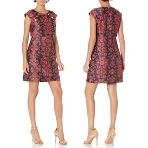 Trina Turk Angelou Sierra Primrose Jacquard Shift Dress Navy Print Womens 12